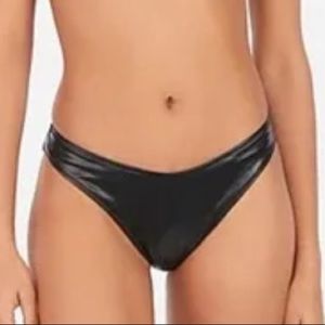 (NWT) Express Swim Black Faux Leather Swimsuit Bikini Bottom XL New